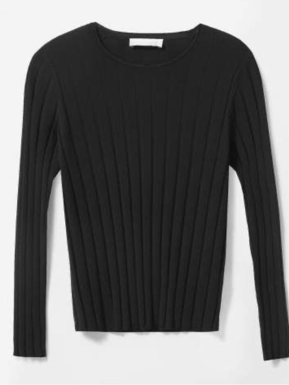 EVERLANE Black Ribbed Long Sleeve Sweater Top